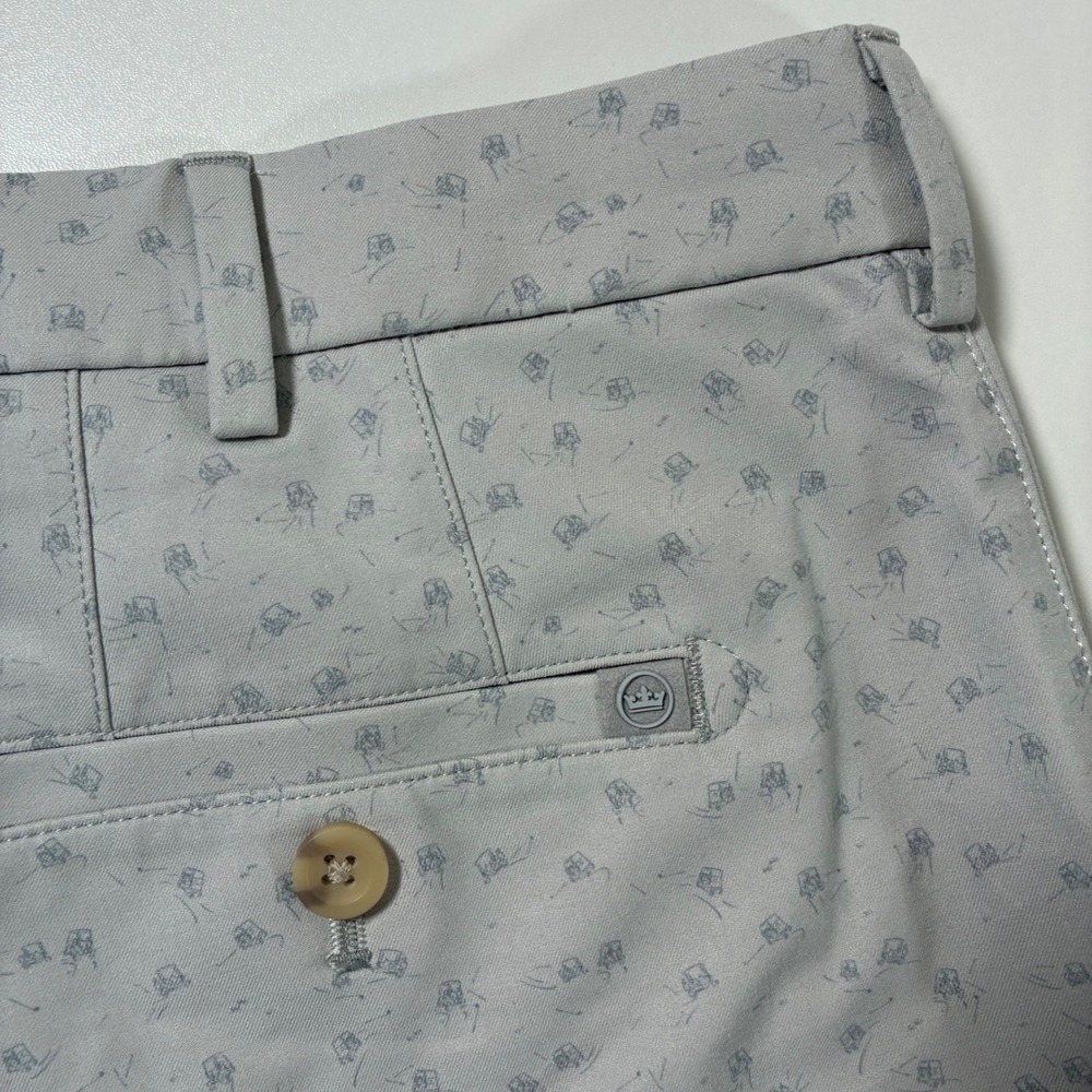 Peter Millar Crown Sport Shorts 42 8.5" Gray Ice All Over AOP Print Performance - Picture 7 of 10